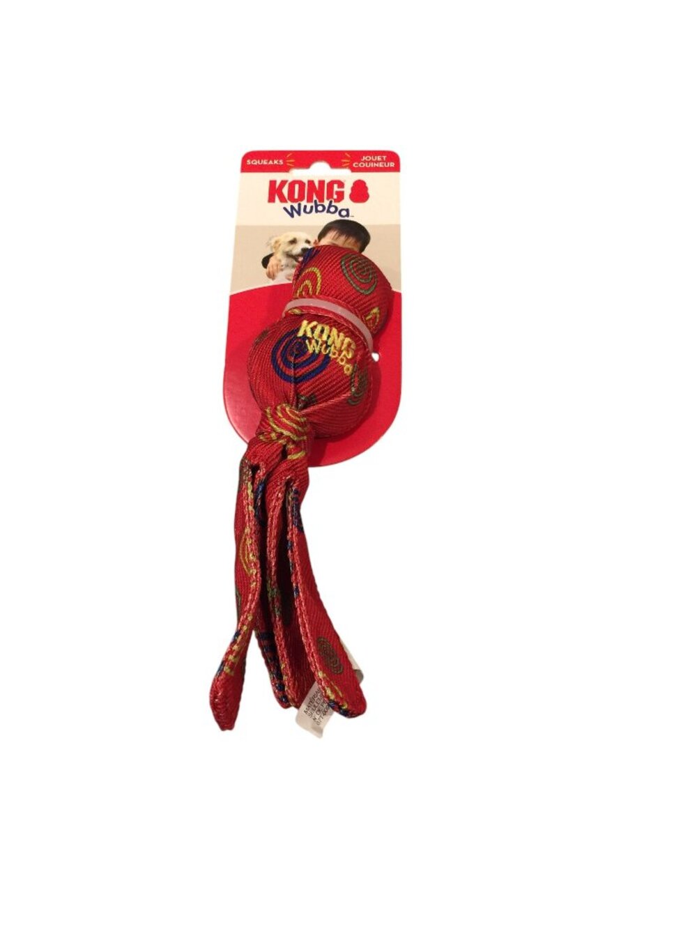 KONG WUBBA Small Red Abstract Design Squeak Dog Toy